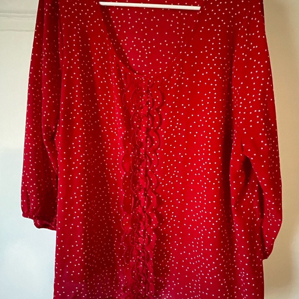 Skies Are Blue Red Ruffled Blouse